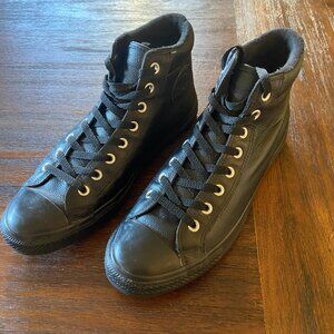 CONVERSE Chuck Taylor high top boots, leather, black, Men's 10.5